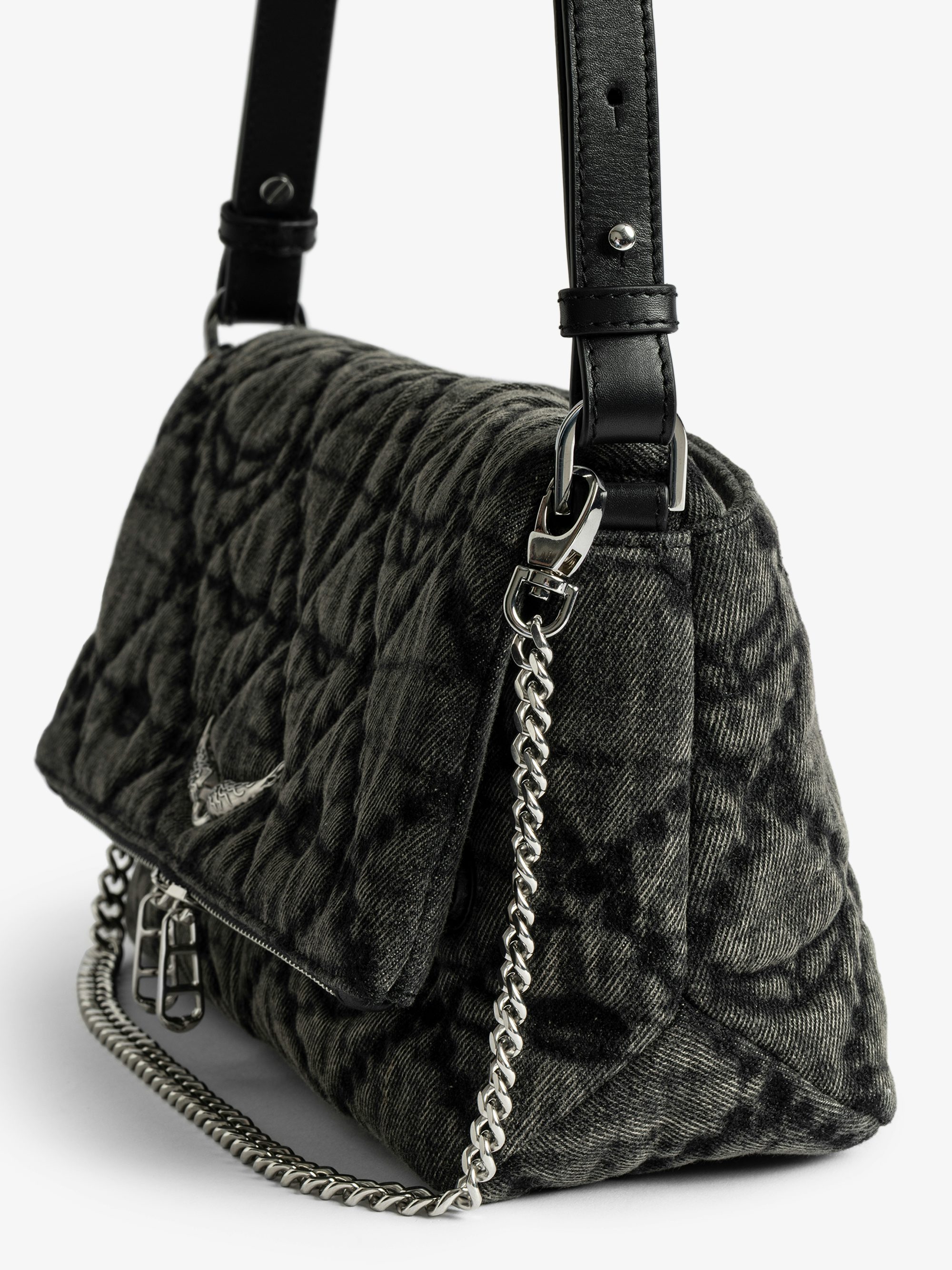 Rocky II Monogram Bag - Denim monogram shoulder bag with chain and signature wings.